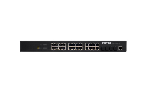 S4600-28X-P-SI ���������� L2+ PoE Full Gigabit Access Switch(24*10/100/1000Base-T + 4* 10G SFP+),  AC power, static routing, PoE af/at,  370W PoE powe