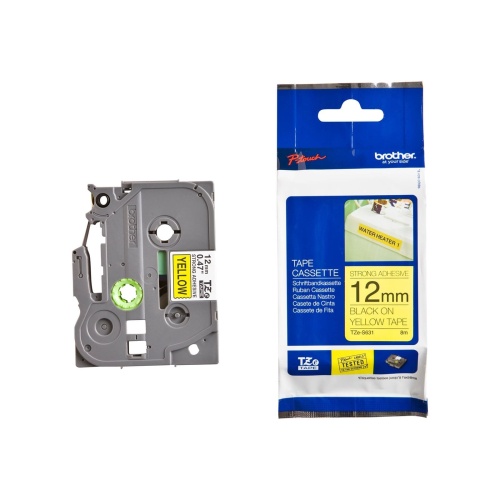 Самоклеящаяся непрерывная ламинированная лента Brother черн/жёл (шир. 12 мм) усил.клей, TZeS631 Самоклеящаяся непрерывная ламинированная лента Brother черн/жёл (шир. 12 мм) усил.клей, TZeS631