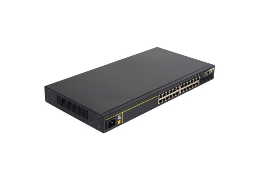 S4600-28P-P-SI(R3) ���������� L2 PoE Full Gigabit Access Switch(24*10/100/1000Base-T + 4* Gigabit SFP),  AC power,  PoE af/at,  370W PoE power, S4600-