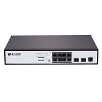 S2510-P Коммутатор Ethernet POE switch with 10 GE ports (1 console port, 8 GE POE TX ports, 2 100/1000M SFP ports, standard AC220V power supply, 150W POE power consumption, the cooling fan, 1U, desktop installation), S2510-P