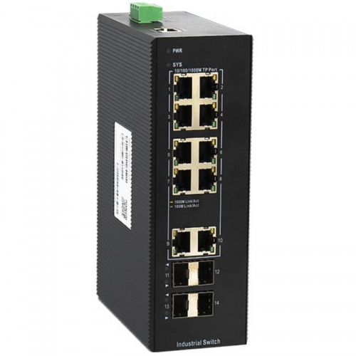 IES200-V25-4S10T  Managed industrial switch with 4 Gigabit SFP ports and 10 Gigabit TX ports  industrial DC 12~55V redundant dual power inpu