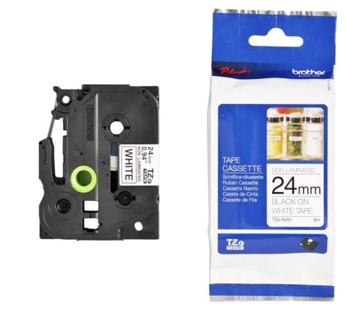 Самоклеящаяся непрерывная неламинированная лента Brother черн/бел (шир. 24 мм), TZEN251 Самоклеящаяся непрерывная неламинированная лента Brother черн/бел (шир. 24 мм), TZEN251